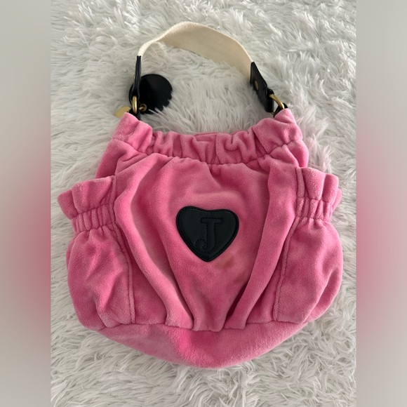Vintage Juicy Couture Velour Pink Y2K Satchel Bag Handbag Rare - Picture 5 of 14